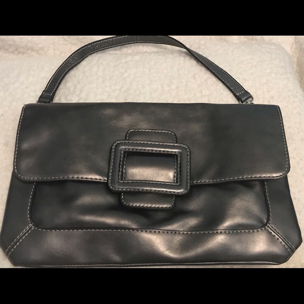 New York & Company Versatile Dark Grey Clutch, Handbag or Shoulder Bag -Like New